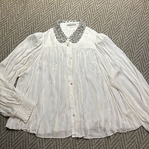 Gently used Alice & Olivia blouse, XL, cream